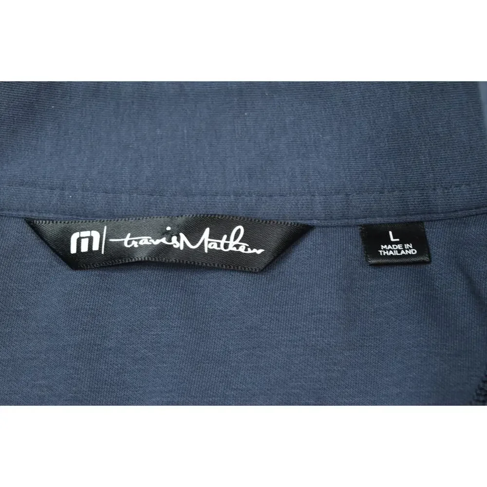 Travis Mathew Sweater Mens Large Blue Full-Zip Long Sleeve Stretch Classic Golf